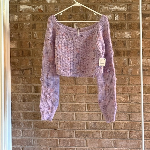Lavender Crop Knit Women's Sweater Free People - New w/Tags NWT - Picture 1 of 4